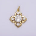 14K Gold plated Clear CZ Flower Open Minimalist Charm | AG599 - DLUXCA