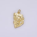 14K Gold plated Clear CZ Hammered Abstract Charm | AG305 - DLUXCA