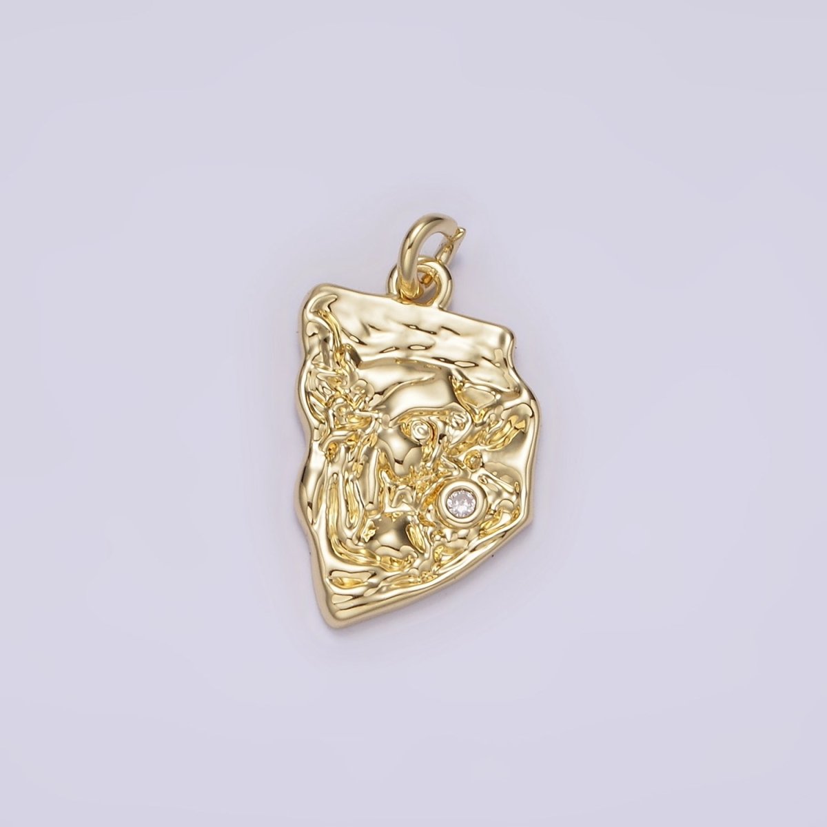 14K Gold plated Clear CZ Hammered Abstract Charm | AG305 - DLUXCA