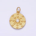 14K Gold plated Clear CZ Hammered Beaded Bubble Round Charm | AC1150 - DLUXCA