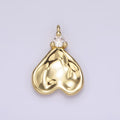 14K Gold plated Clear CZ Hammered Heart Charm | AC934 - DLUXCA
