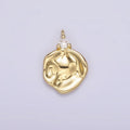 14K Gold plated Clear CZ Hammered Round Charm | AC931 - DLUXCA
