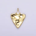 14K Gold plated Clear CZ Hammered Triangle Charm | AC933 - DLUXCA