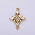 14K Gold plated Clear CZ Heart Dotted Open Rhombus Celestial Star Connector | G790 - DLUXCA