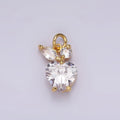 14K Gold plated Clear CZ Heart Marquise Apple Fruit Bezel Charm | AG438 - DLUXCA