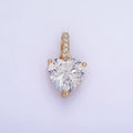 14K Gold plated Clear CZ Heart Micro Paved Bail Pendant in Gold & Silver | AA1161