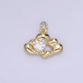 14K Gold plated Clear CZ Heart Molten Cloud Charm | AG747 - DLUXCA