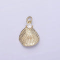 14K Gold plated Clear CZ Line-Textured Abstract Teardrop Charm | AG728 - DLUXCA