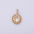 14K Gold plated Clear CZ Lined Bezel Flower Pendant | N1961 - DLUXCA