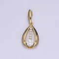 14K Gold plated Clear CZ Lined Open Teardrop Pendant | AA651 - DLUXCA