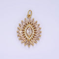14K Gold plated Clear CZ Marquise Micro Paved Open Oval Charm | AG630 - DLUXCA