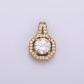 14K Gold plated Clear CZ Micro Paved Hexagonal Pendant | AH090 - DLUXCA