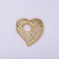 14K Gold plated Clear CZ Micro Paved Open Heart Charm | AC908 - DLUXCA