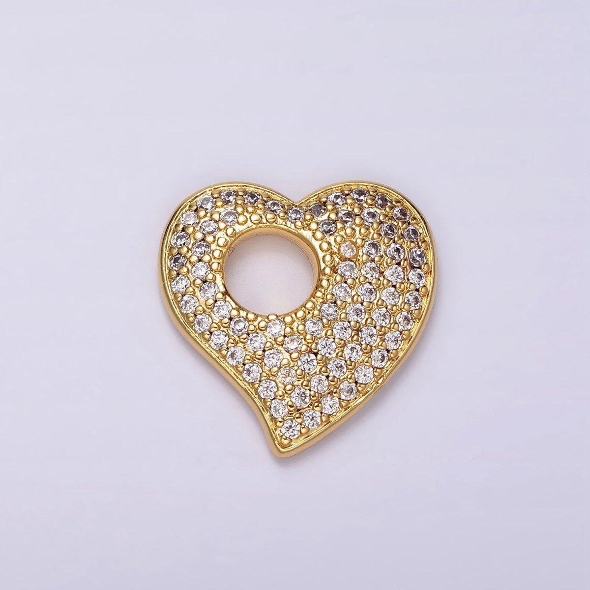 14K Gold plated Clear CZ Micro Paved Open Heart Charm | AC908 - DLUXCA