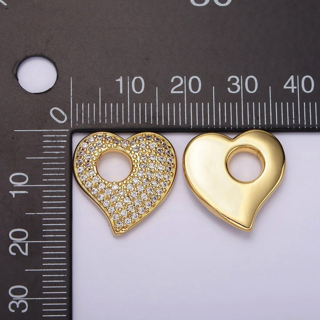 14K Gold plated Clear CZ Micro Paved Open Heart Charm | AC908 - DLUXCA