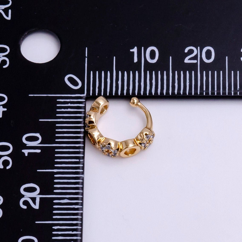 14K Gold plated Clear CZ Micro Paved Open Rounded Ear Cuff Earrings | AI095 - DLUXCA
