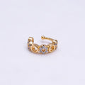 14K Gold plated Clear CZ Micro Paved Open Rounded Ear Cuff Earrings | AI095 - DLUXCA