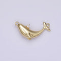 14K Gold plated Clear CZ Micro Paved Whale Sea Animal Curved Connector | G-075 - DLUXCA