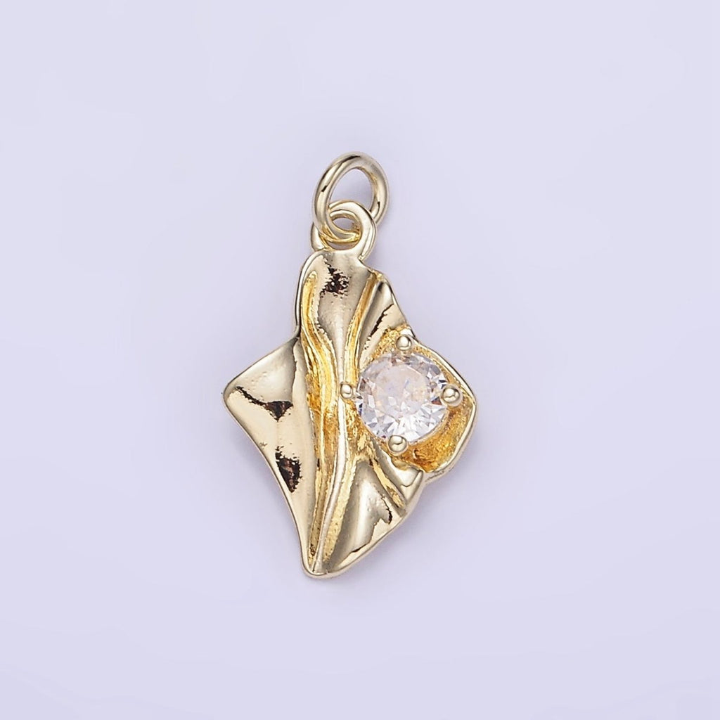 14K Gold plated Clear CZ Molten Foil Mini Charm | W589 - DLUXCA