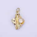 14K Gold plated Clear CZ Molten Foil Mini Charm | W589 - DLUXCA