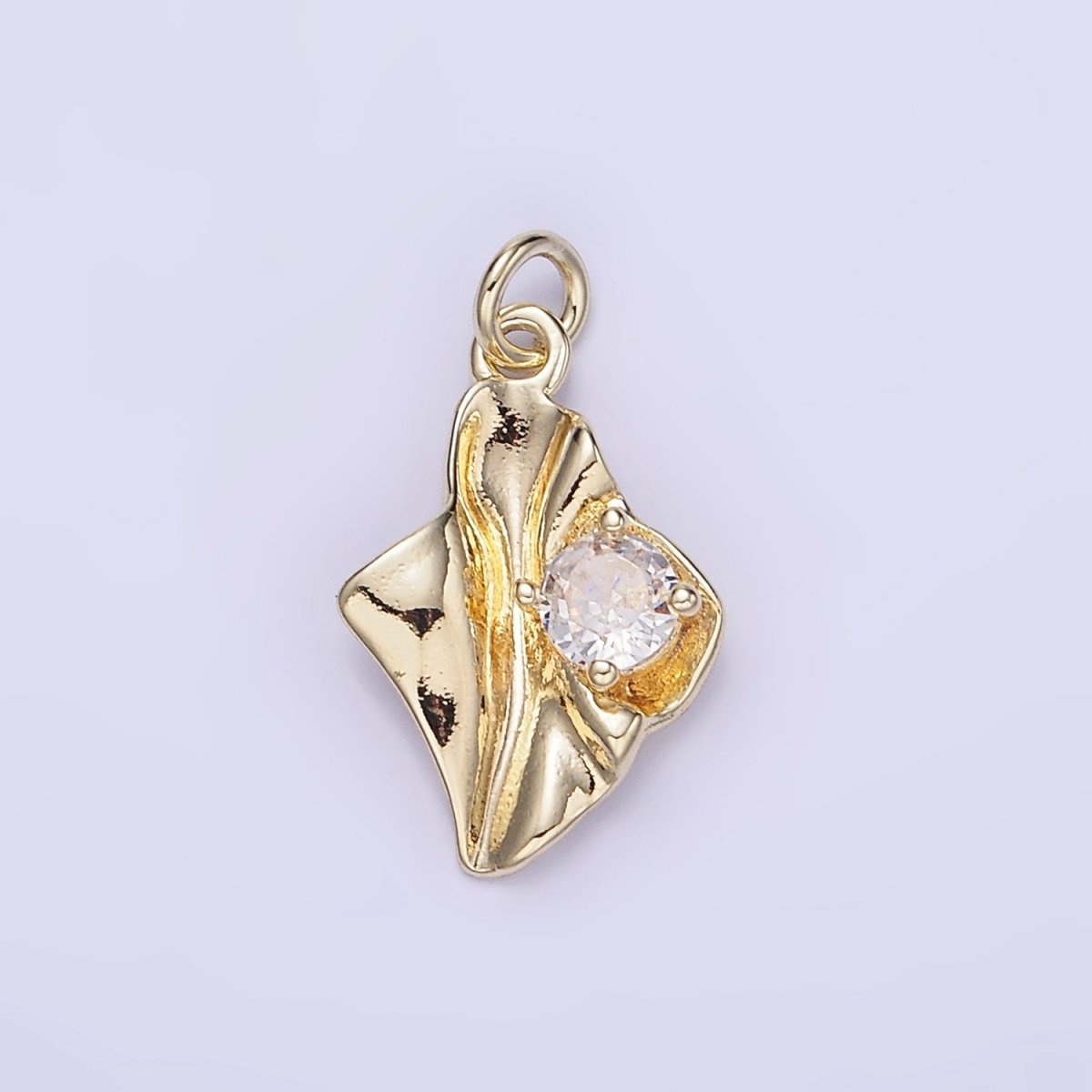 14K Gold plated Clear CZ Molten Foil Mini Charm | W589 - DLUXCA