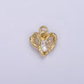 14K Gold plated Clear CZ Molten Open Heart Add-On Charm | AC901 - DLUXCA