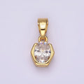 14K Gold plated Clear CZ Oval Hexagon Open Bezel Pendant | AA1105 - DLUXCA