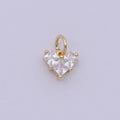 14K Gold plated Clear CZ Pixelated Heart Mini Add - On Charm | C193 