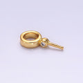 14K Gold plated Clear CZ Round Drill Charm Holder Jewelry Findings Supply in Gold & Silver | Z-472 Z-473 - DLUXCA