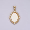 14K Gold plated Clear CZ Shell Pearl Lined Oval Pendant | N2026 - DLUXCA