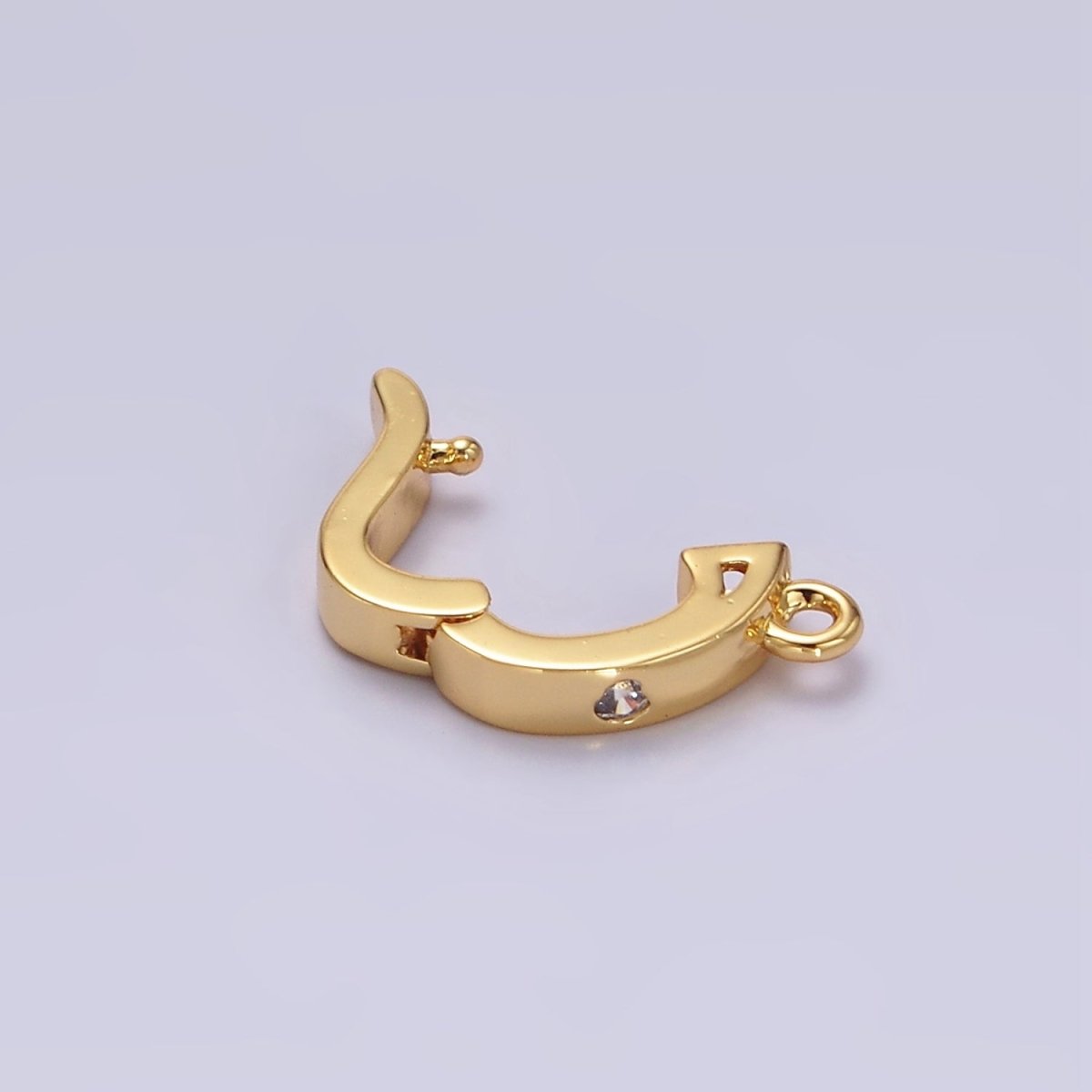 14K Gold plated Clear CZ Snap Interchangeable Charm Holder Jewelry Supply in Gold & Silver | Z-479 Z-480 - DLUXCA
