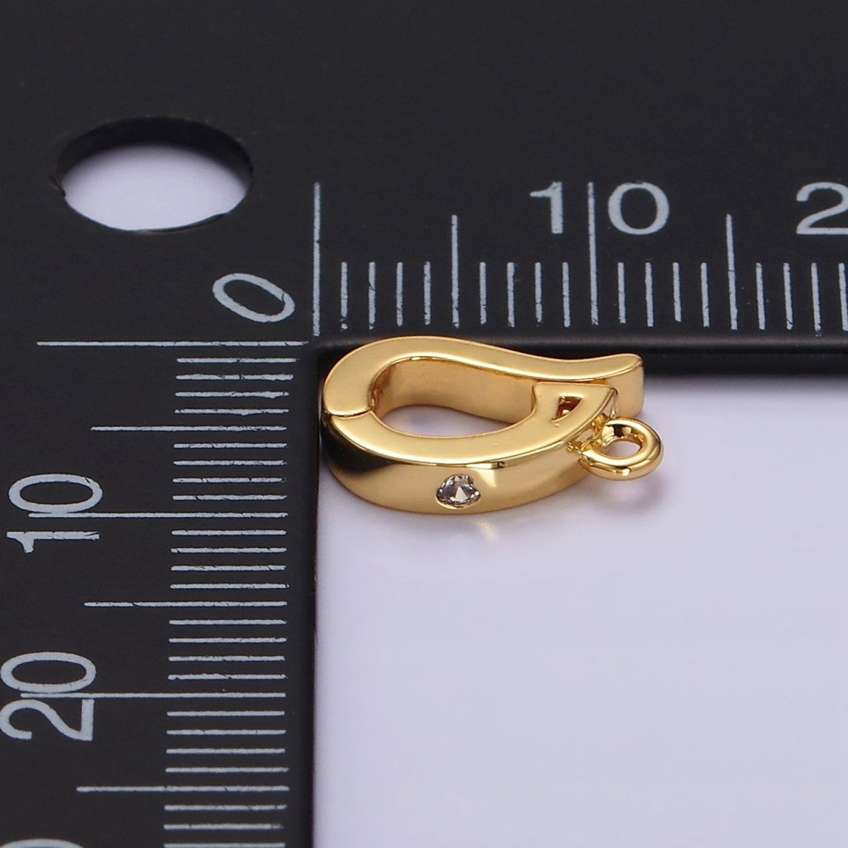 14K Gold plated Clear CZ Snap Interchangeable Charm Holder Jewelry Supply in Gold & Silver | Z-479 Z-480 - DLUXCA