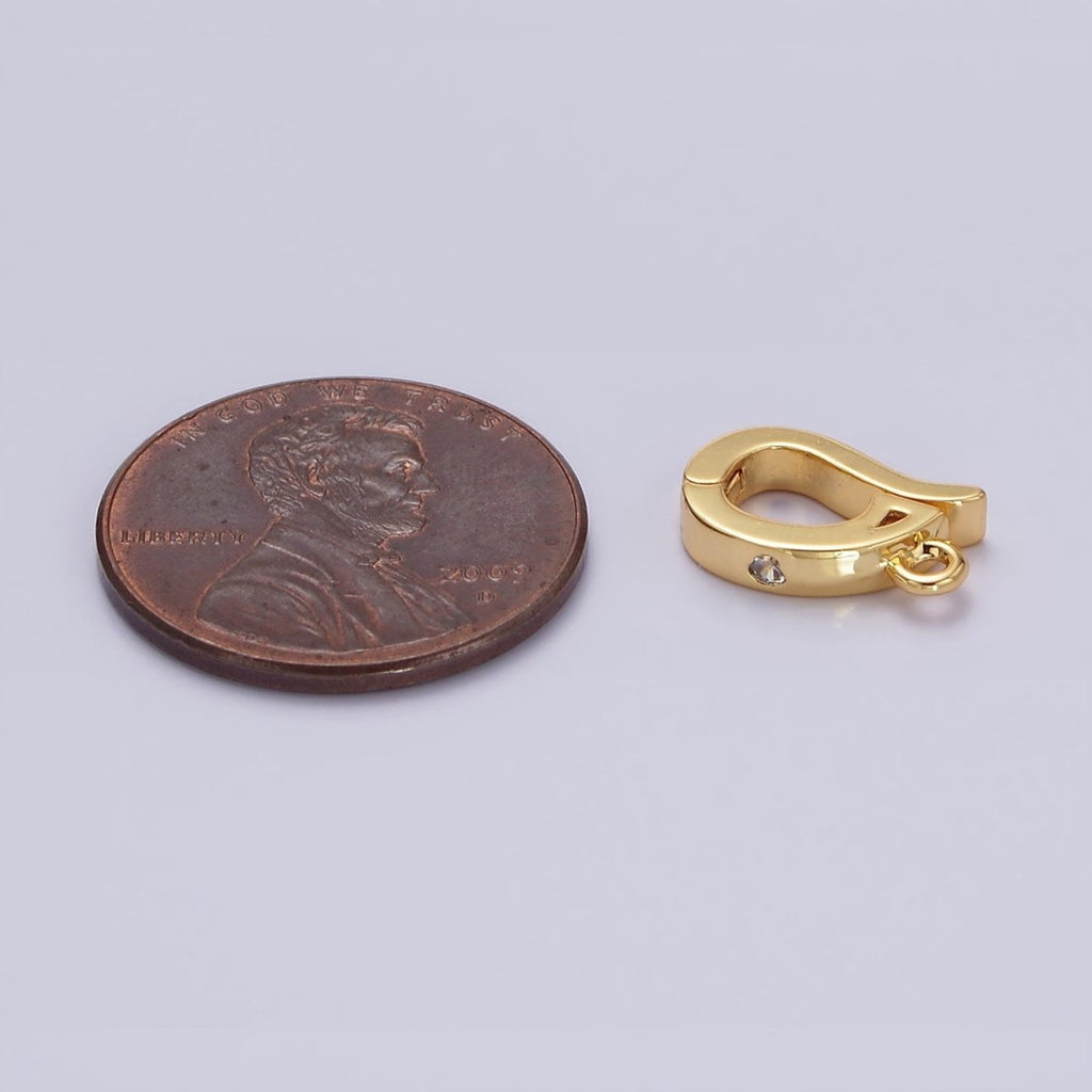 14K Gold plated Clear CZ Snap Interchangeable Charm Holder Jewelry Supply in Gold & Silver | Z-479 Z-480 - DLUXCA