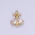 14K Gold plated CZ Bumble Queen Bee Insect Charm in Gold & Silver | AG731