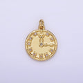 14K Gold plated Clear CZ Time Clock Round Charm | AG264 - DLUXCA