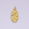 14K Gold plated Clear CZ Triple Tulip Flower Textured Oval Charm | AC782 - DLUXCA