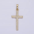 14K Gold plated Clear Double Band CZ Micro Paved Religious Latin Cross like Friends | AA723 - DLUXCA