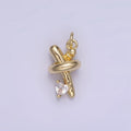 14K Gold plated Clear Heart CZ Tube Charm | AG714 - DLUXCA