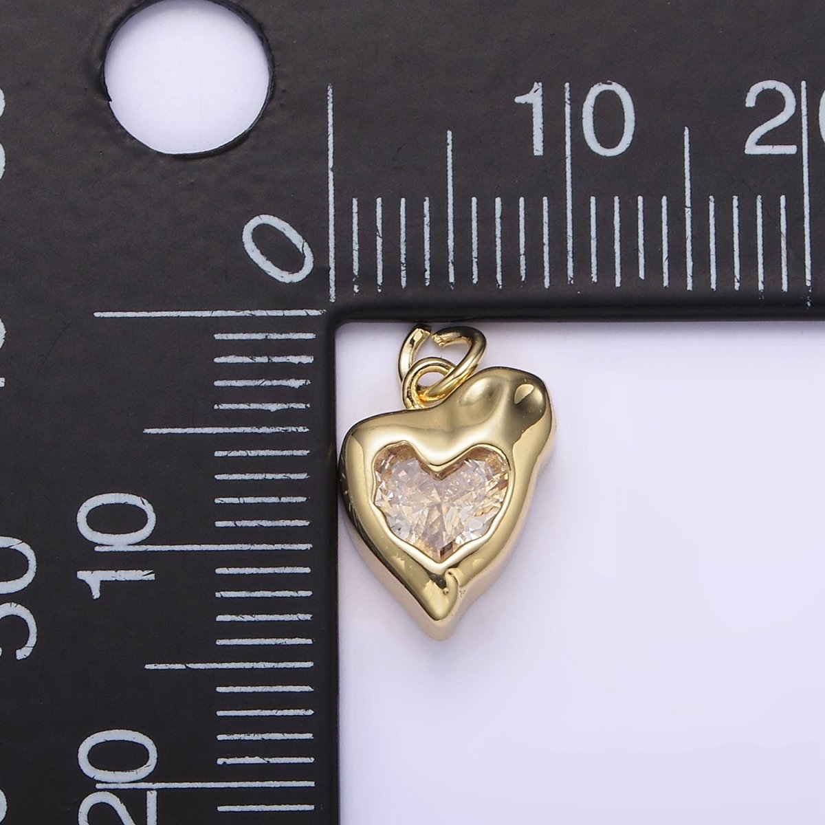 14K Gold plated Clear Heart Melt Molten Drip Add-On Charm | AG223 - DLUXCA