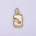 14K Gold plated Clear Marquise CZ Cracked Tag Rectangular Charm | AG189 - DLUXCA