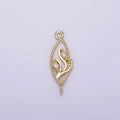 14K Gold plated Clear Marquise CZ Leaf Beaded Open Sphere Connector | G-078 - DLUXCA
