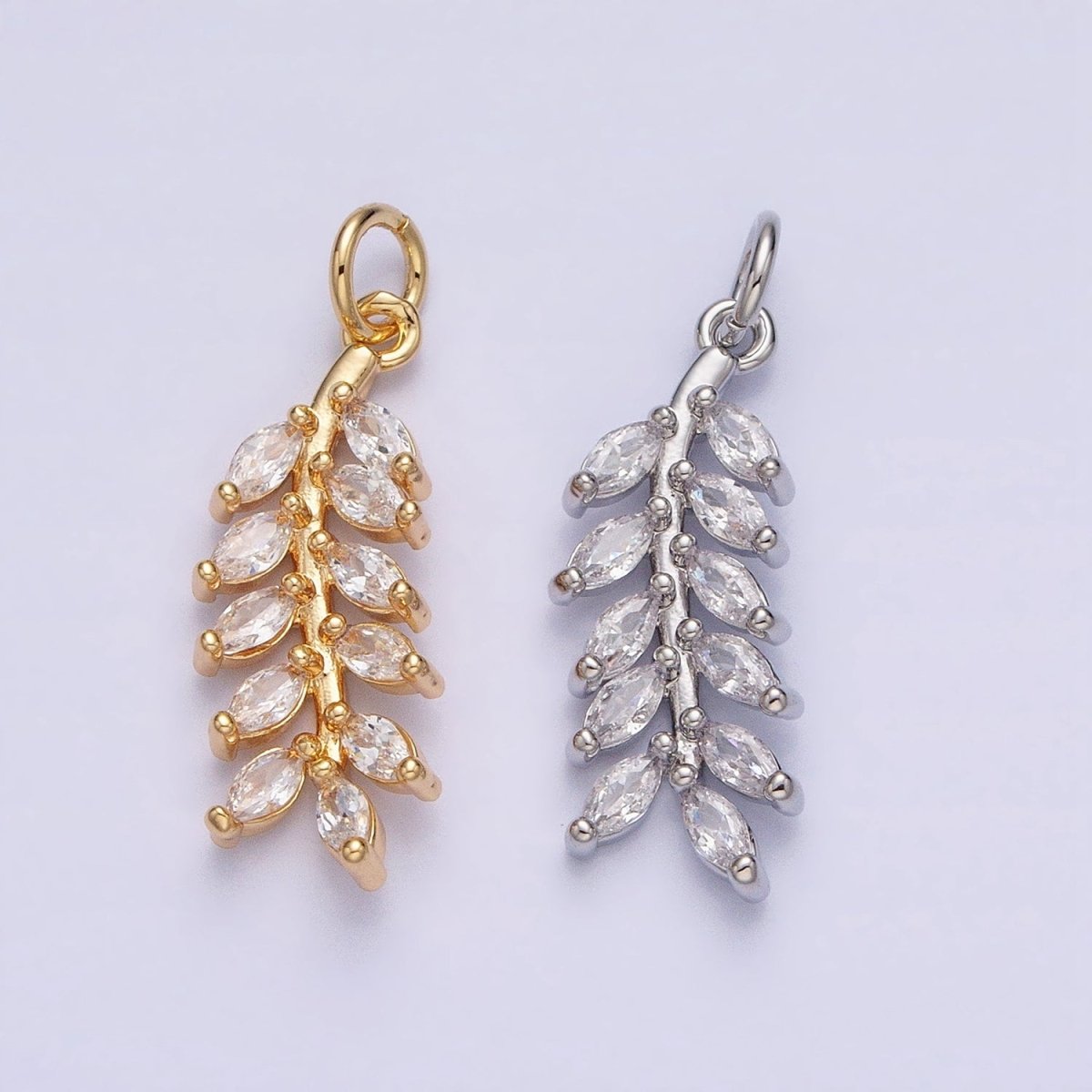 14K Gold plated Clear Marquise CZ Olive Add-On Charm in Gold & Silver | AC599 AC622