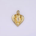 14K Gold plated Clear Marquise CZ Open Double Heart Charm | AG274 - DLUXCA