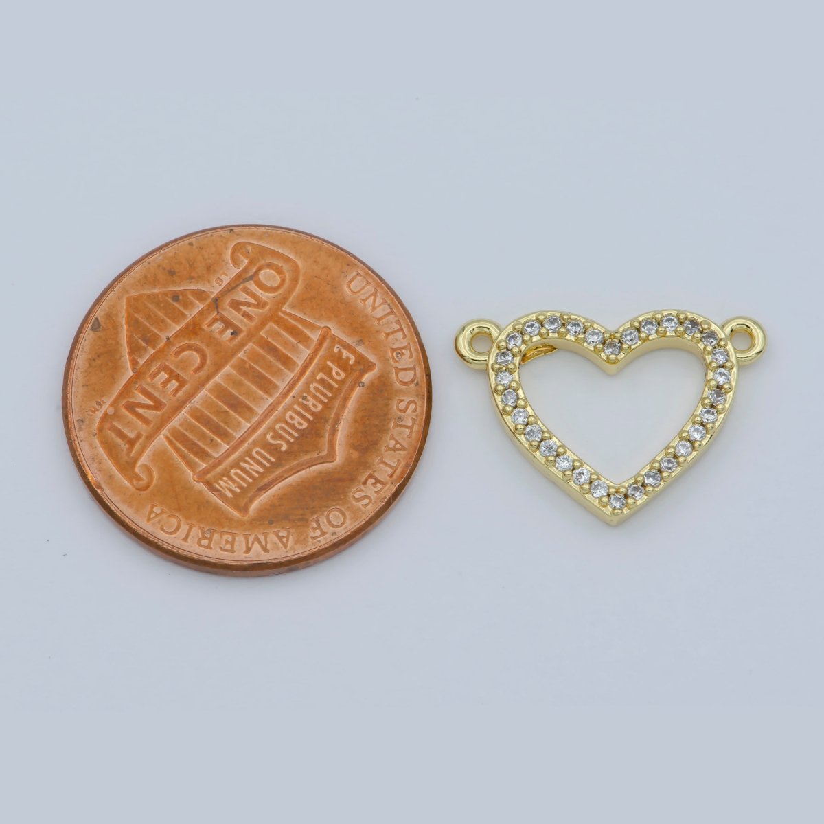 14k Gold plated Clear Micro Pave CZ Heart Charm Connector Micro Pave CZ Heart Bracelet Connector For Bracelet Necklace Supply DIY Jewelry F-882 - DLUXCA