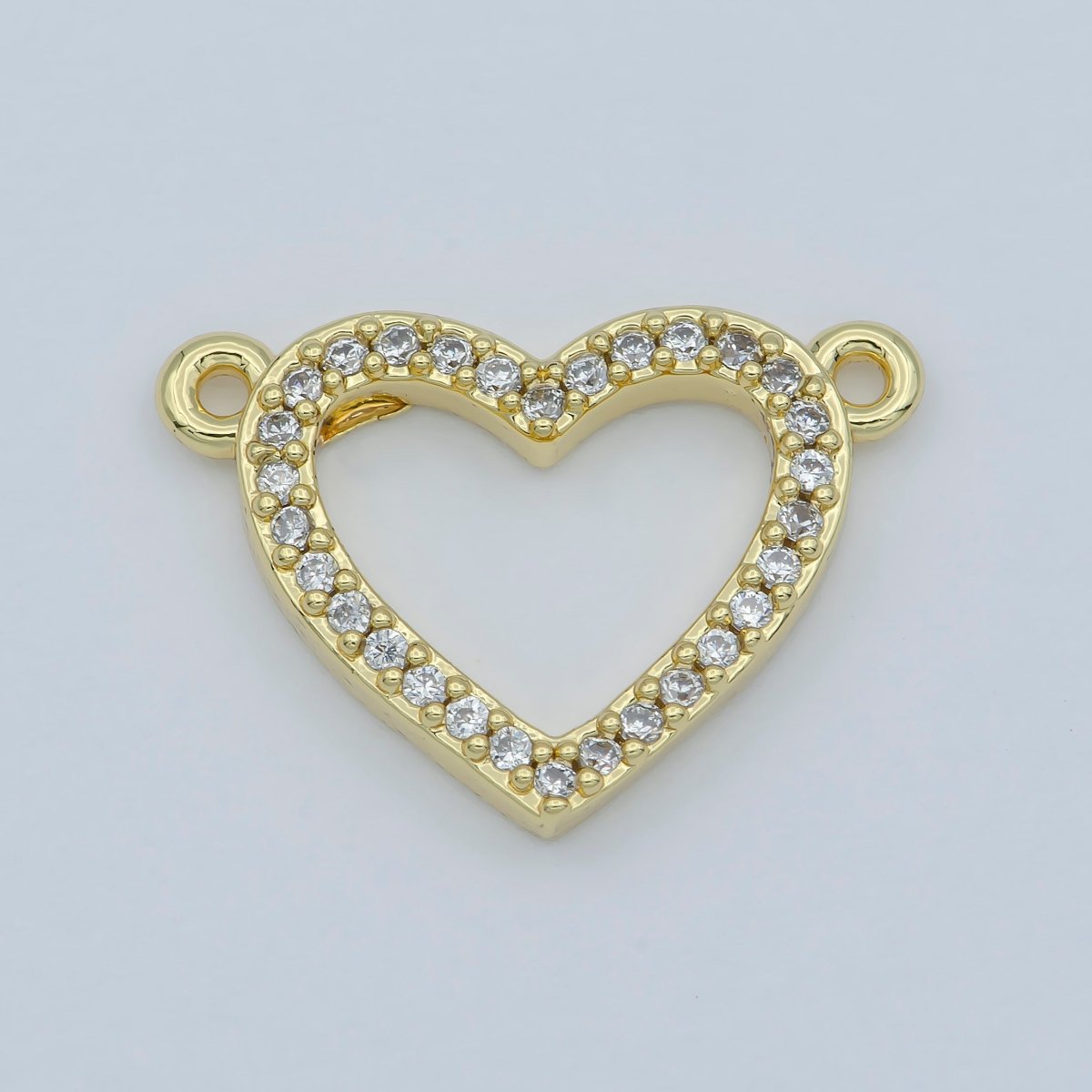 14k Gold plated Clear Micro Pave CZ Heart Charm Connector Micro Pave CZ Heart Bracelet Connector For Bracelet Necklace Supply DIY Jewelry F-882 - DLUXCA