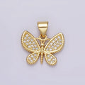 14K Gold plated Clear Micro Paved CZ Butterfly Insect Pendant | AH077 - DLUXCA