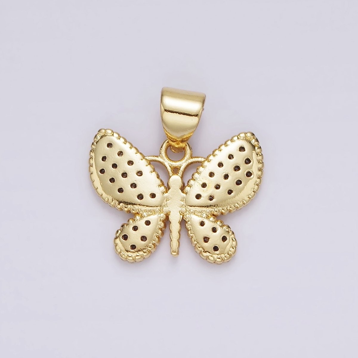 14K Gold plated Clear Micro Paved CZ Butterfly Insect Pendant | AH077 - DLUXCA