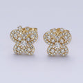 14K Gold plated Clear Micro Paved CZ Butterfly Mariposa Insect Stud Earrings | AD1531 - DLUXCA