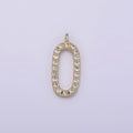 14K Gold plated Clear Micro Paved CZ Open Oval Oblong Letter O Charm | AG187 - DLUXCA