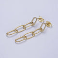 14K Gold plated Clear Micro Paved CZ Paper Clip Drop Dangle Stud Earrings | AB329 - DLUXCA